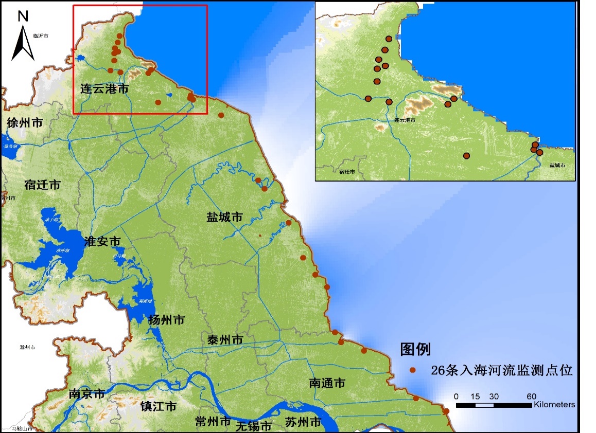 江苏省主要入海河流水质监测断面分布